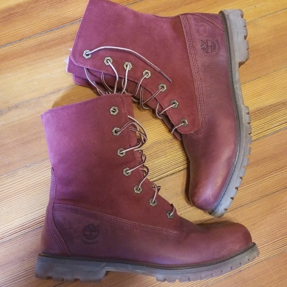 Timberland Women's Lace Up Boots - Burgundy